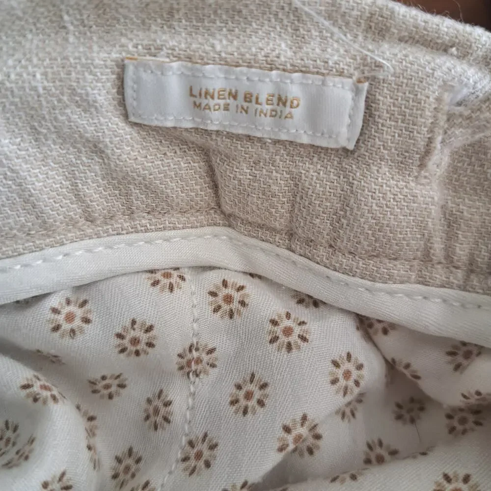 Porter & Ash Mens Linen Cotton Blend Pants Beige Size 29 Beach Coastal Trousers